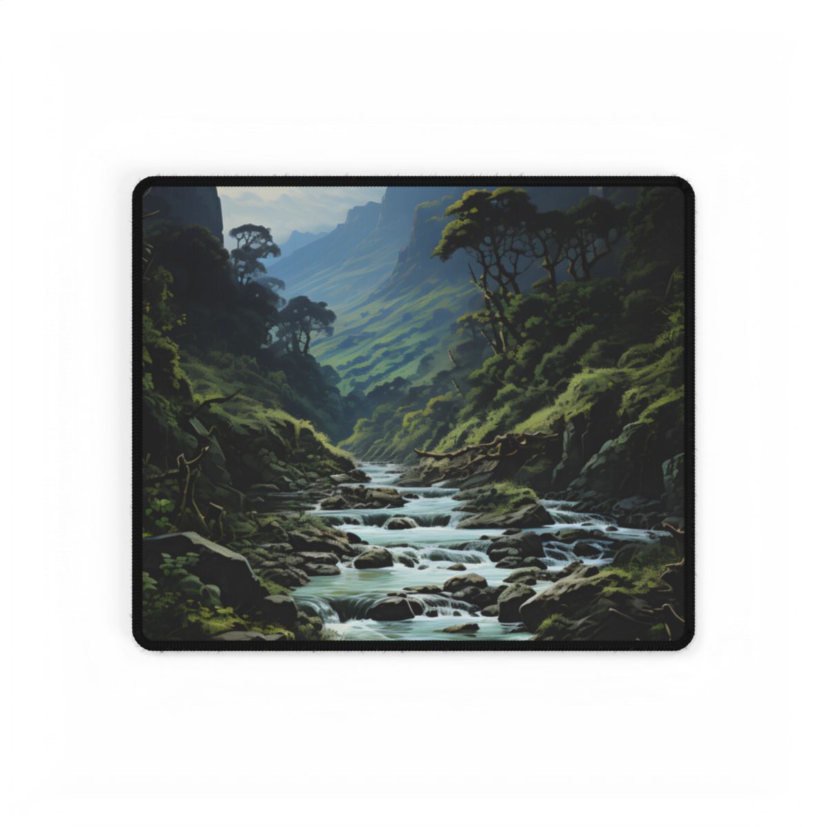 Breathtaking Blue Waterfall: Oil Painting Masterpiece - Desk Mat
