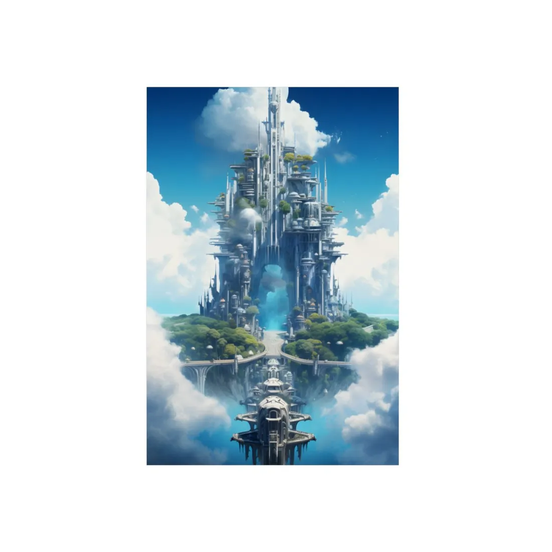 Breathtaking Floating City: Columbia's Skybound Metropolis - Metal Poster