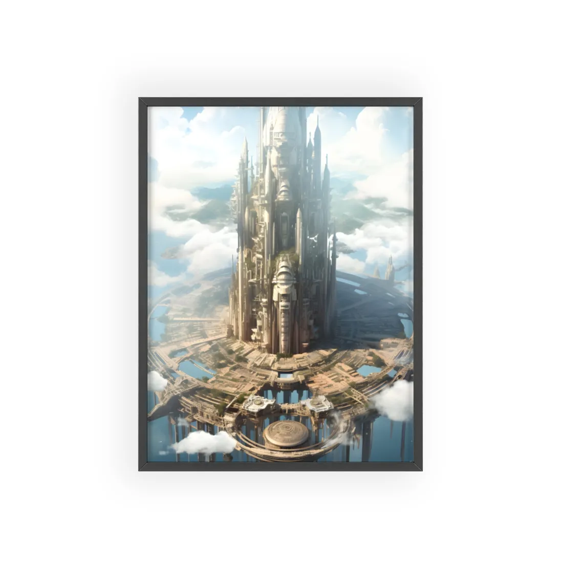 Breathtaking Floating City: Elevated Architecture - Framed Poster
