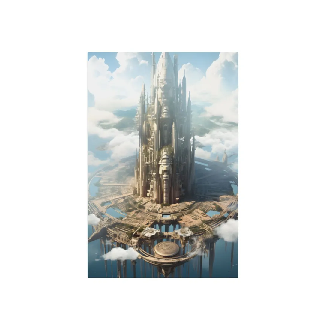 Breathtaking Floating City: Elevated Architecture - Metal Poster