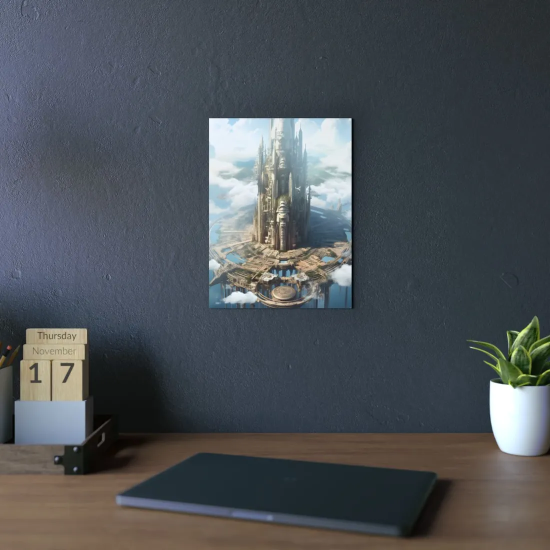 Breathtaking Floating City: Elevated Architecture - Metal Poster