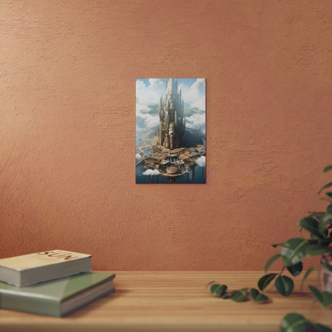 Breathtaking Floating City: Elevated Architecture - Metal Poster