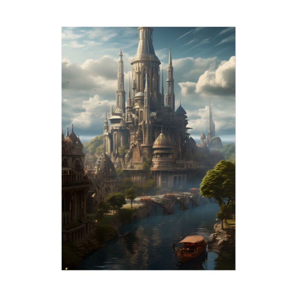 Breathtaking Floating City of Columbia: Aerial Artwork - Poster