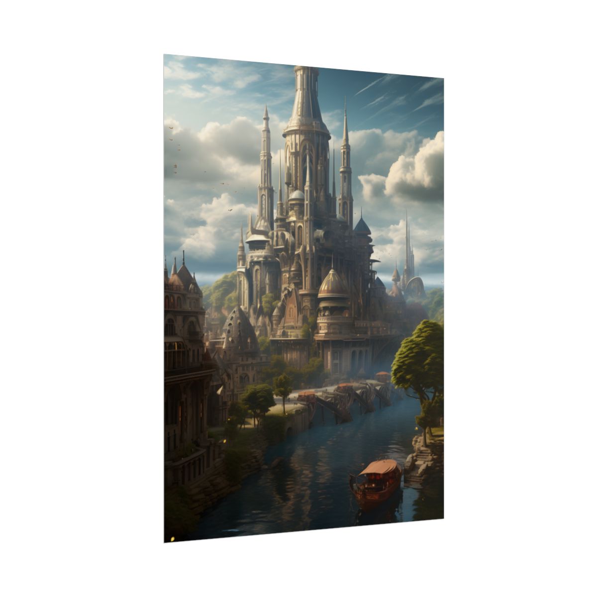 Breathtaking Floating City of Columbia: Aerial Artwork - Poster