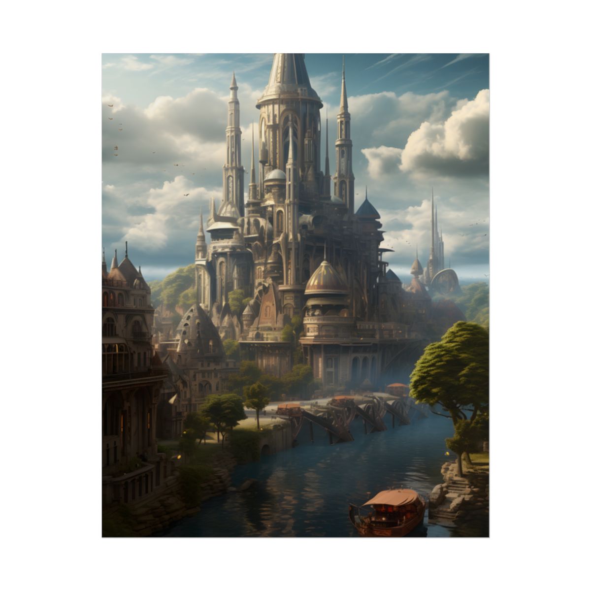 Breathtaking Floating City of Columbia: Aerial Artwork - Poster