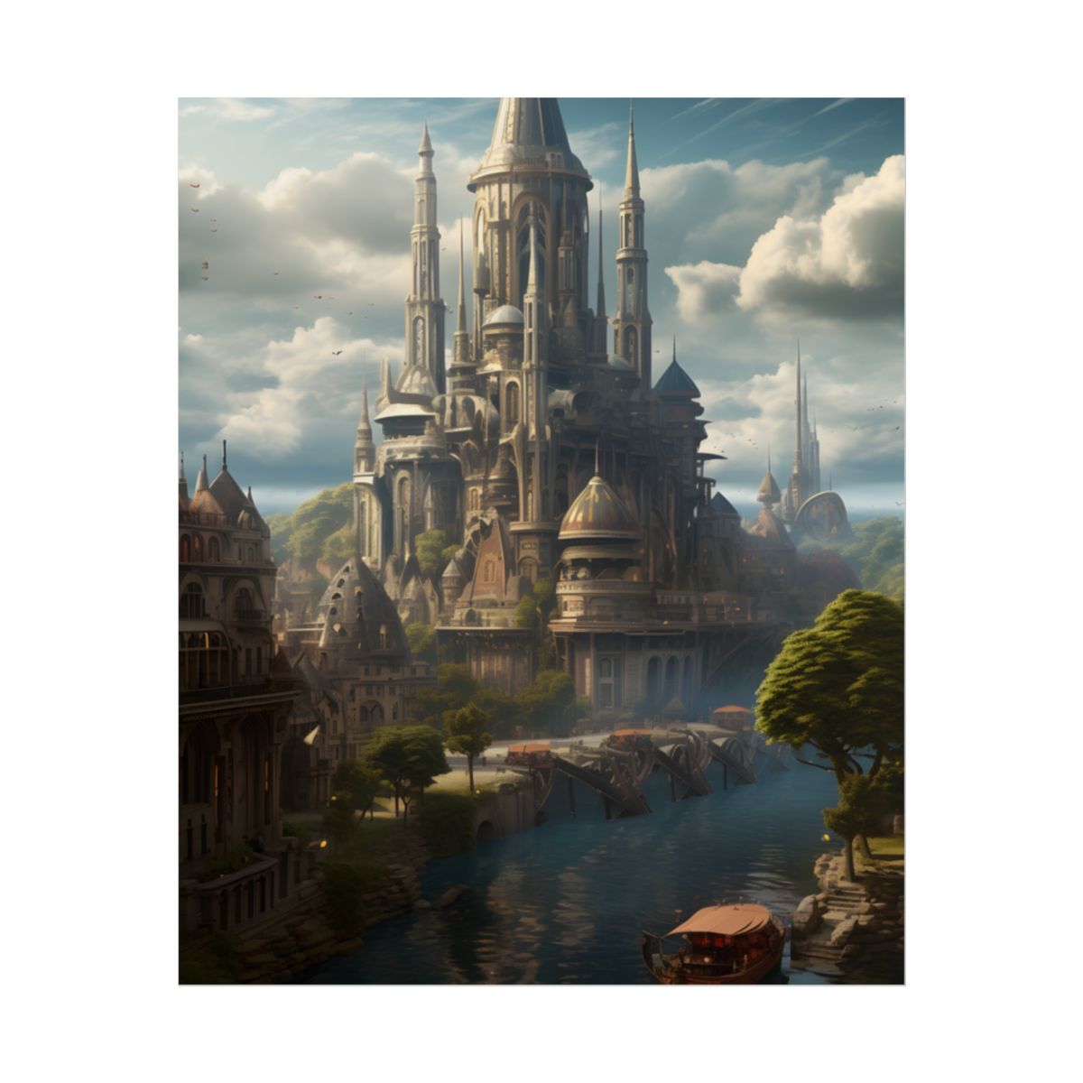 Breathtaking Floating City of Columbia: Aerial Artwork - Poster