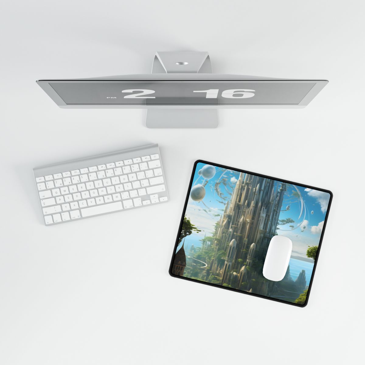 Breathtaking Floating City: Urban Waterways Digital Art - Desk Mat