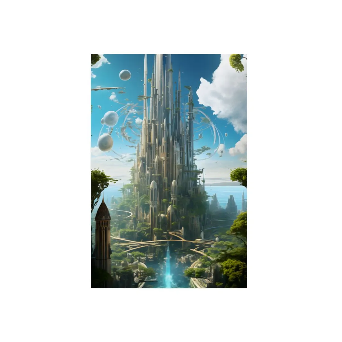 Breathtaking Floating City: Urban Waterways Digital Art - Metal Poster