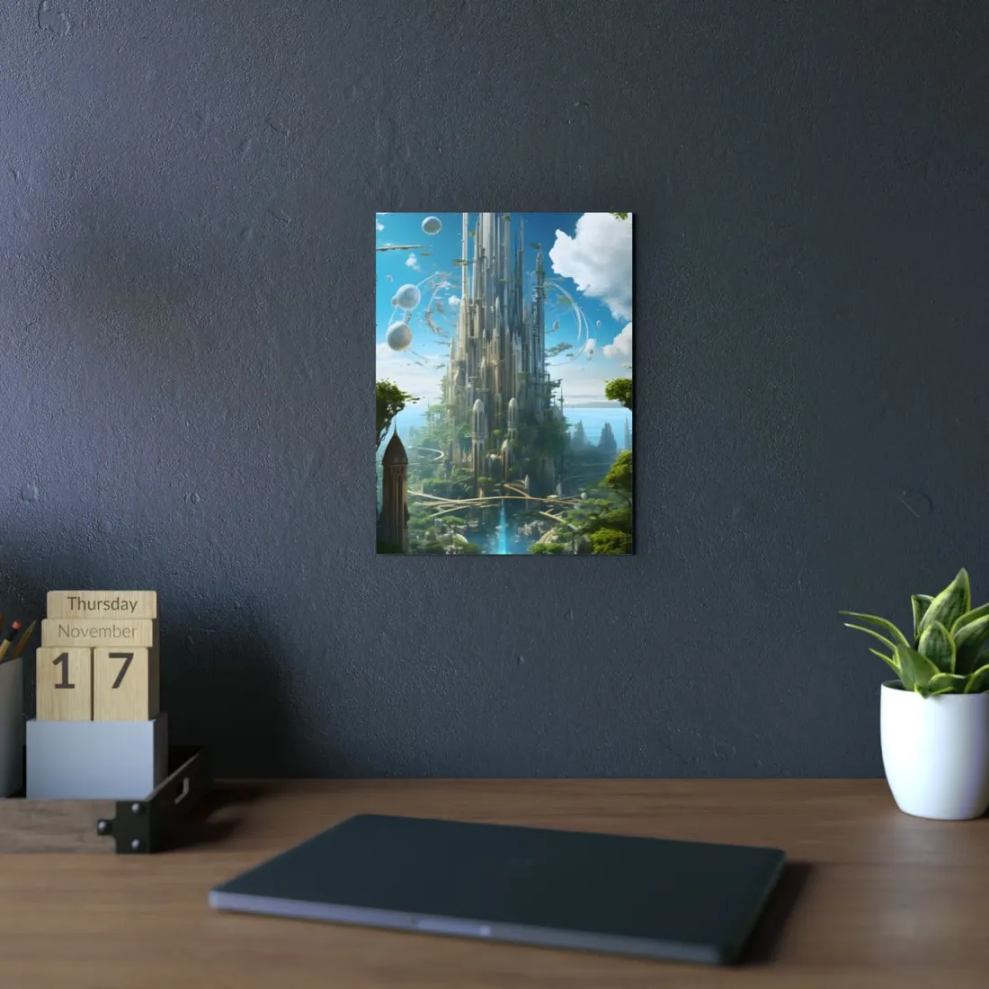 Breathtaking Floating City: Urban Waterways Digital Art - Metal Poster