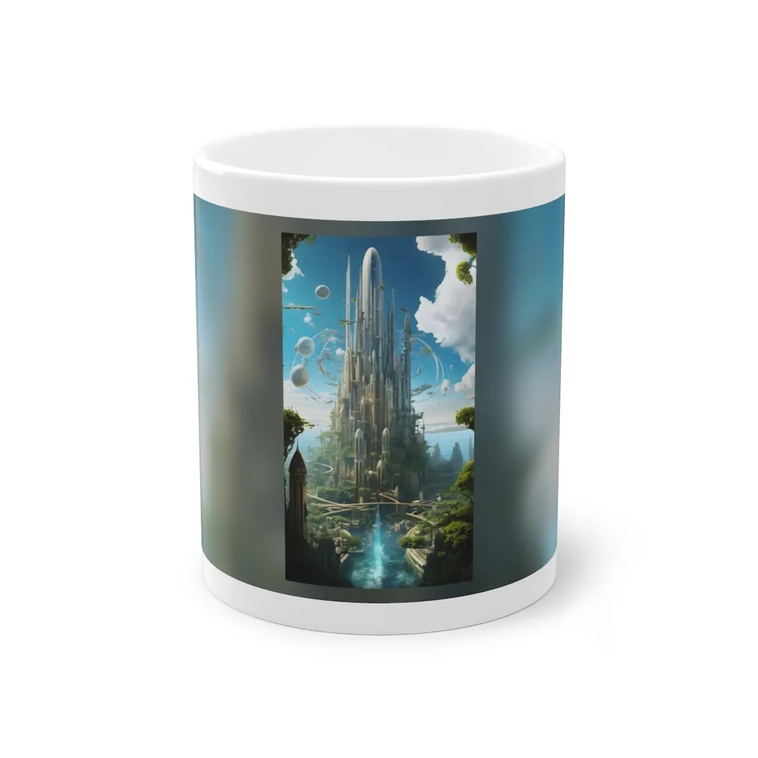 Breathtaking Floating City: Urban Waterways Digital Art - Mug