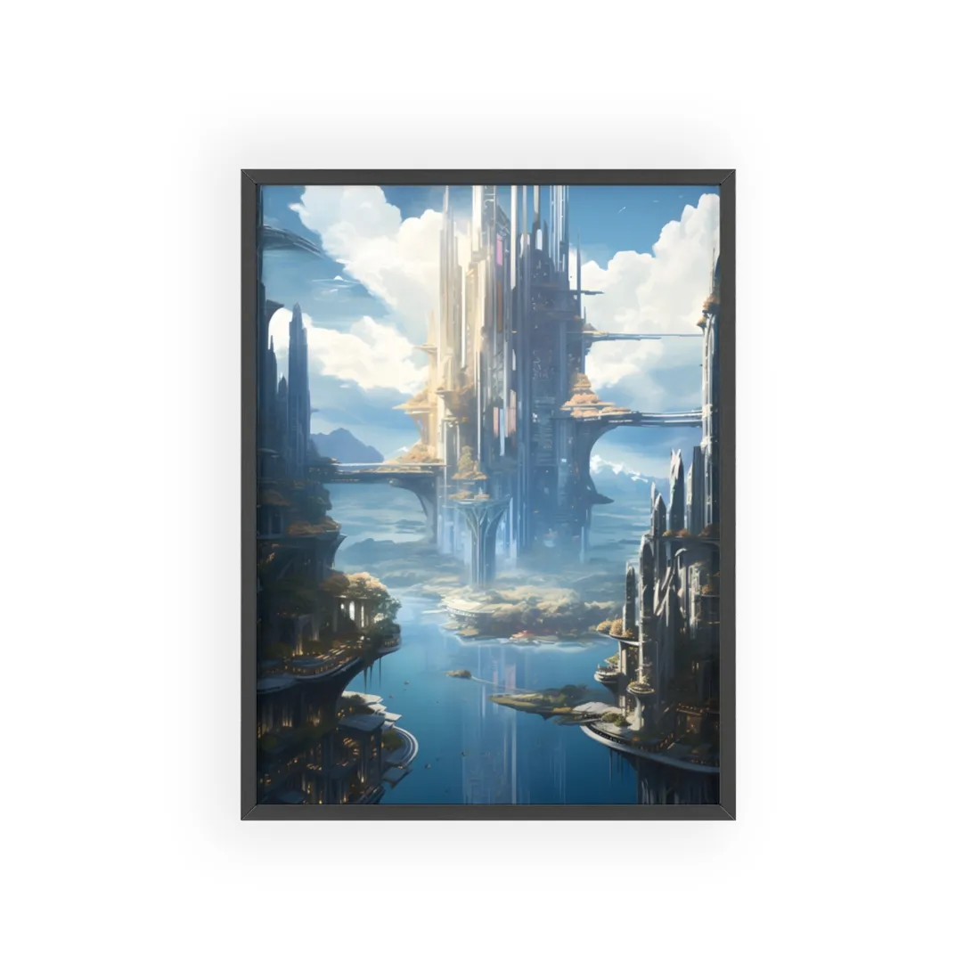 Breathtaking Floating City: Waterfront Wonders at Columbia - Framed Poster