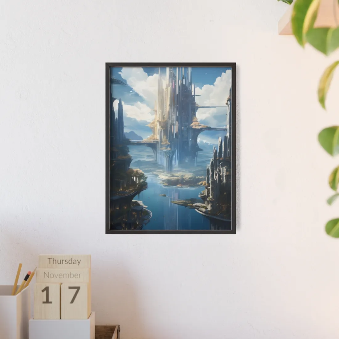 Breathtaking Floating City: Waterfront Wonders at Columbia - Framed Poster