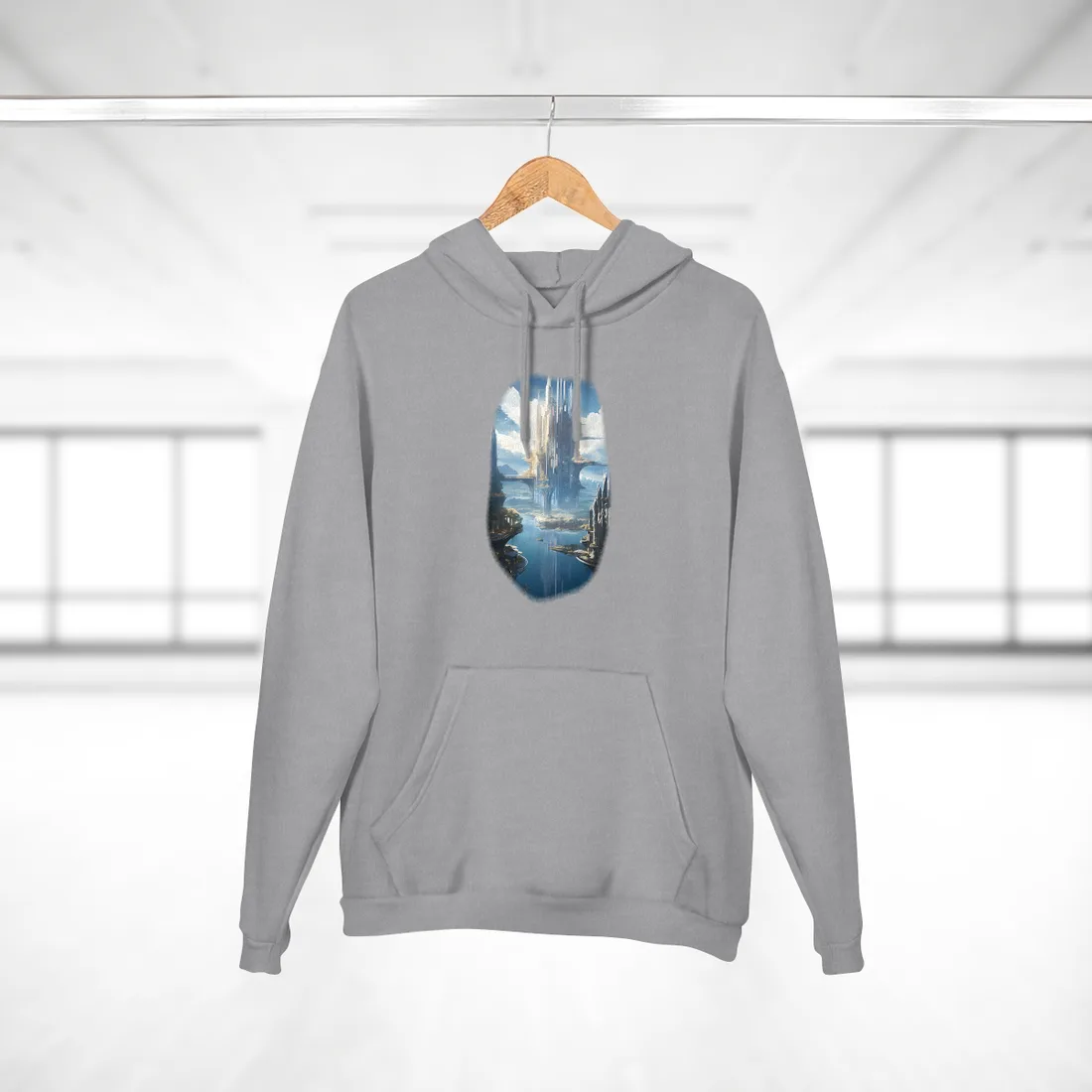 Breathtaking Floating City: Waterfront Wonders at Columbia - Hoodie (Heather Grey)