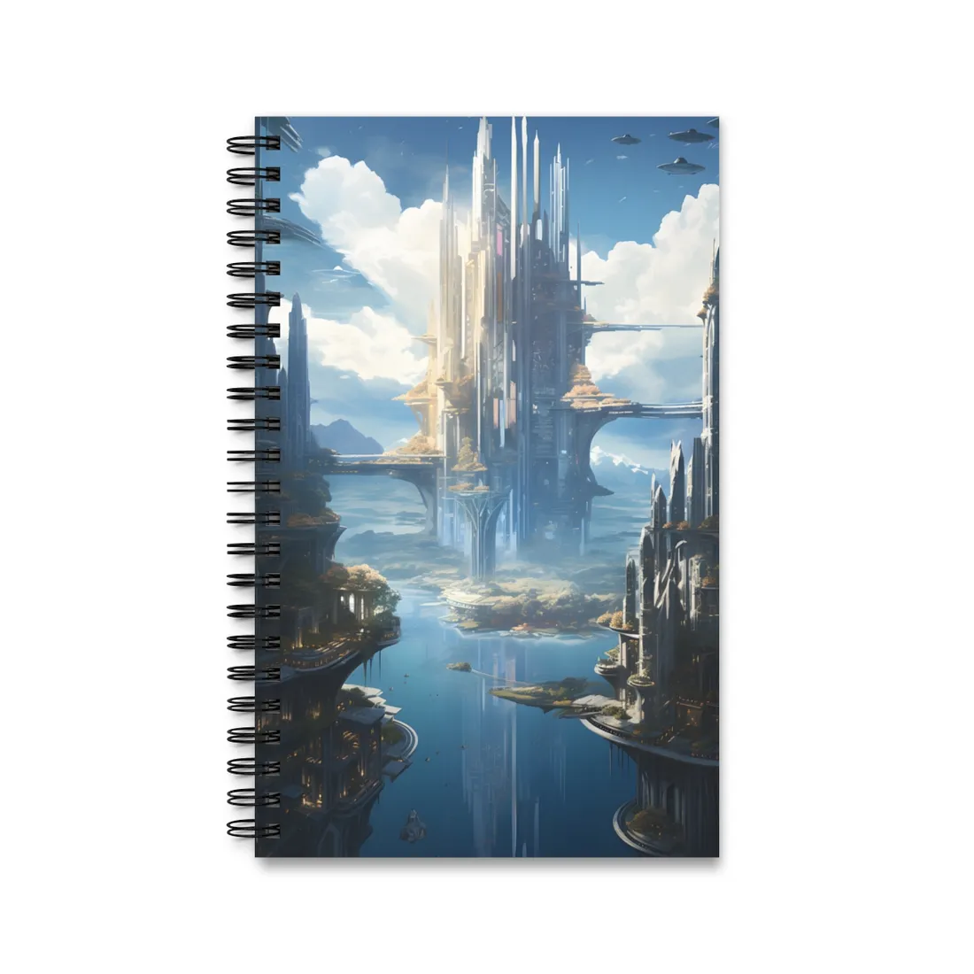 Breathtaking Floating City: Waterfront Wonders at Columbia - Spiral Notebook