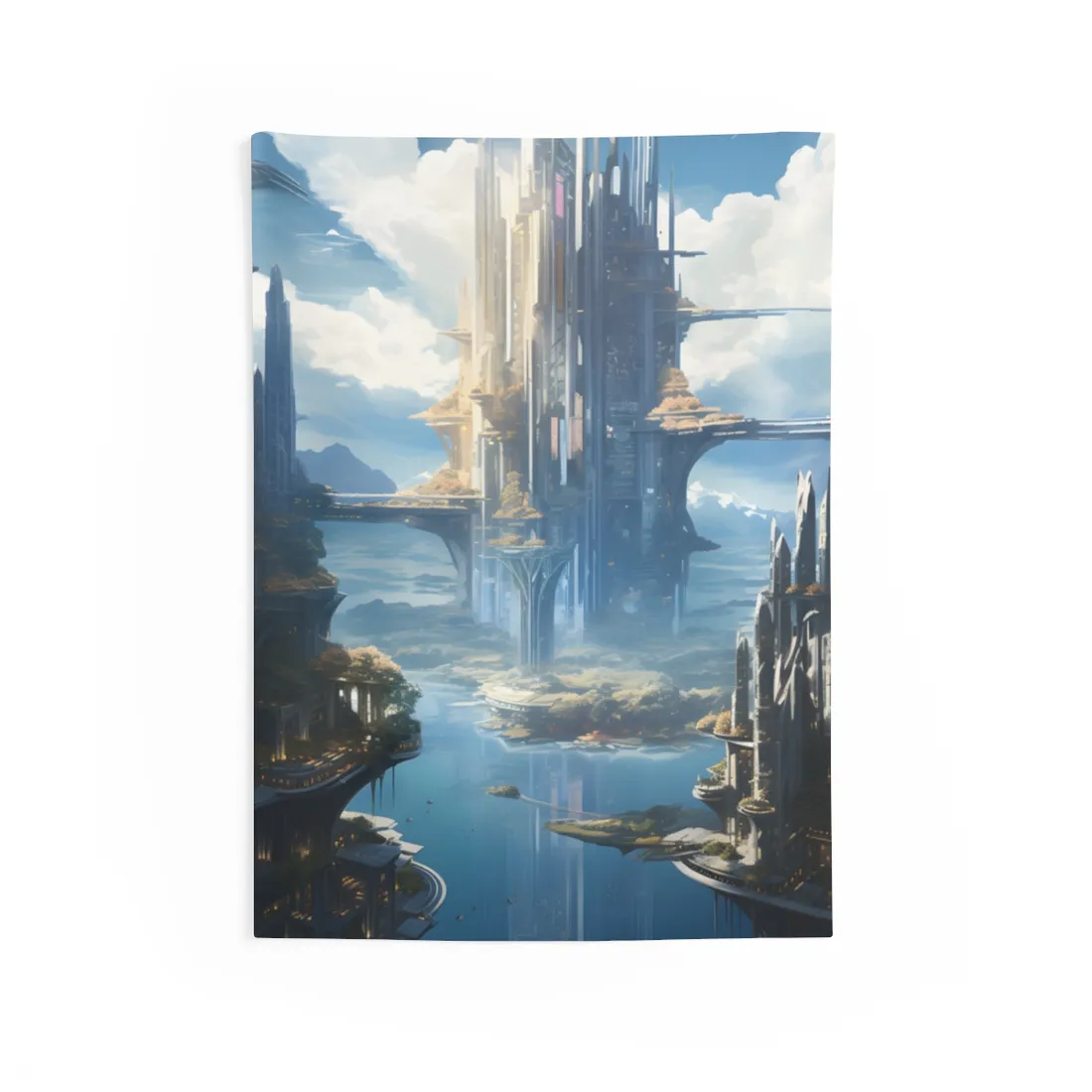 Breathtaking Floating City: Waterfront Wonders at Columbia - Wall Tapestry