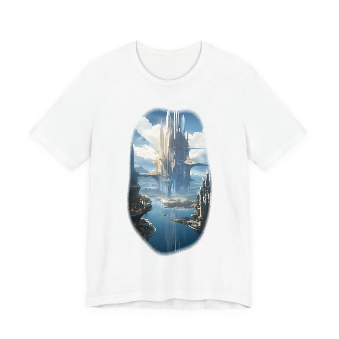 Breathtaking Floating City: Waterfront Wonders at Columbia - T-Shirt (White)