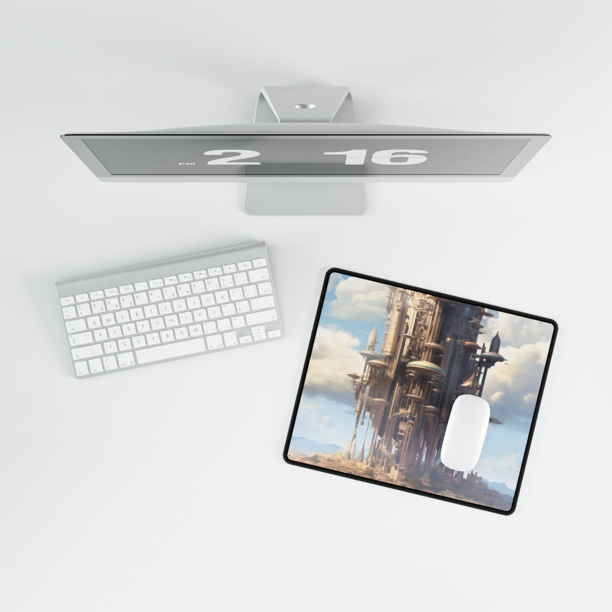 Breathtaking Floating Cityscape: Columbia 6 Digital Art - Desk Mat