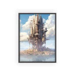 Floating City Above Clouds Framed Poster