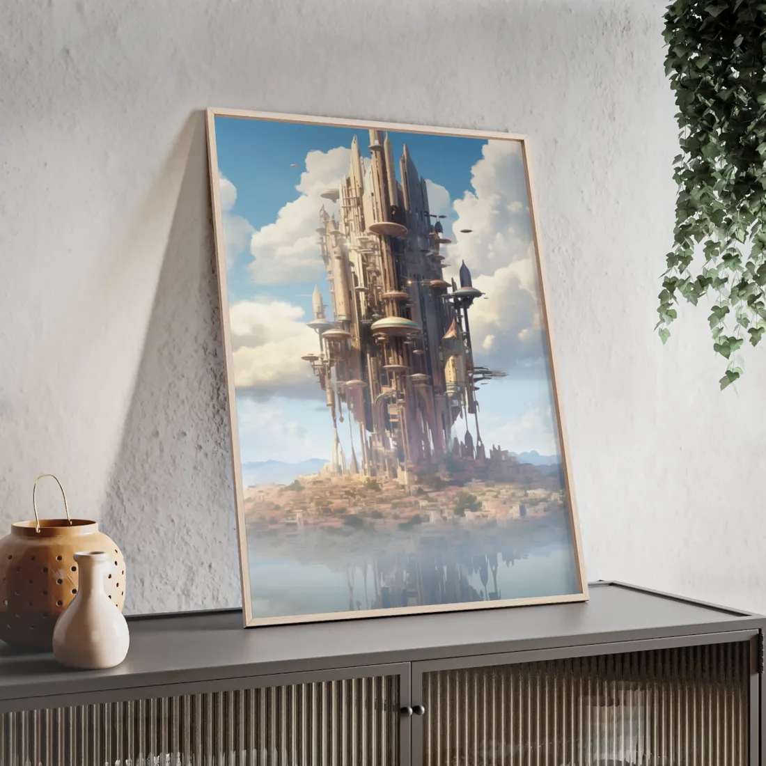 Breathtaking Floating Cityscape: Columbia 6 Digital Art - Framed Poster