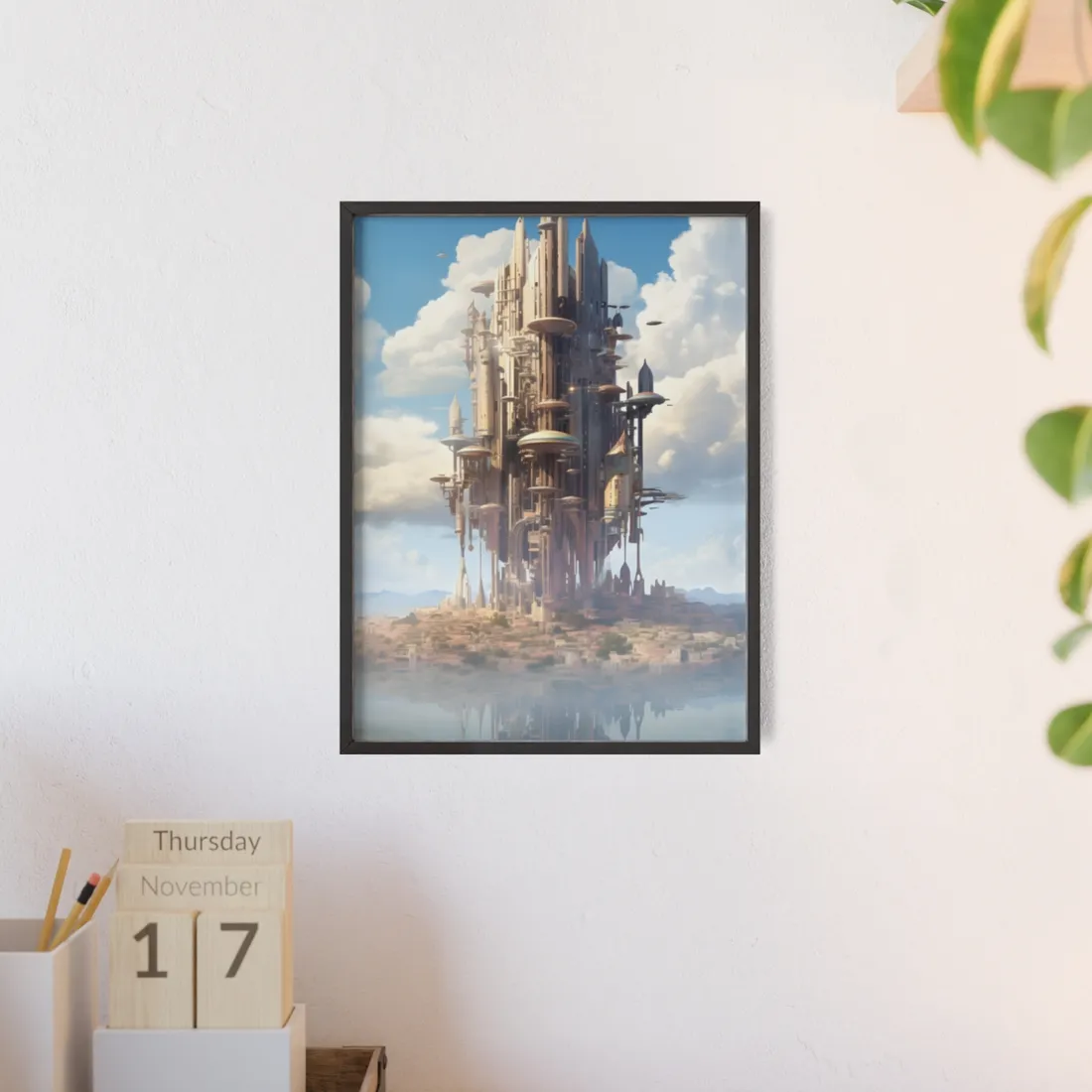 Breathtaking Floating Cityscape: Columbia 6 Digital Art - Framed Poster