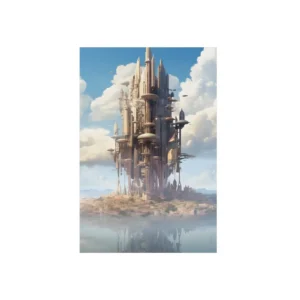 Floating City Above Clouds Metal Poster