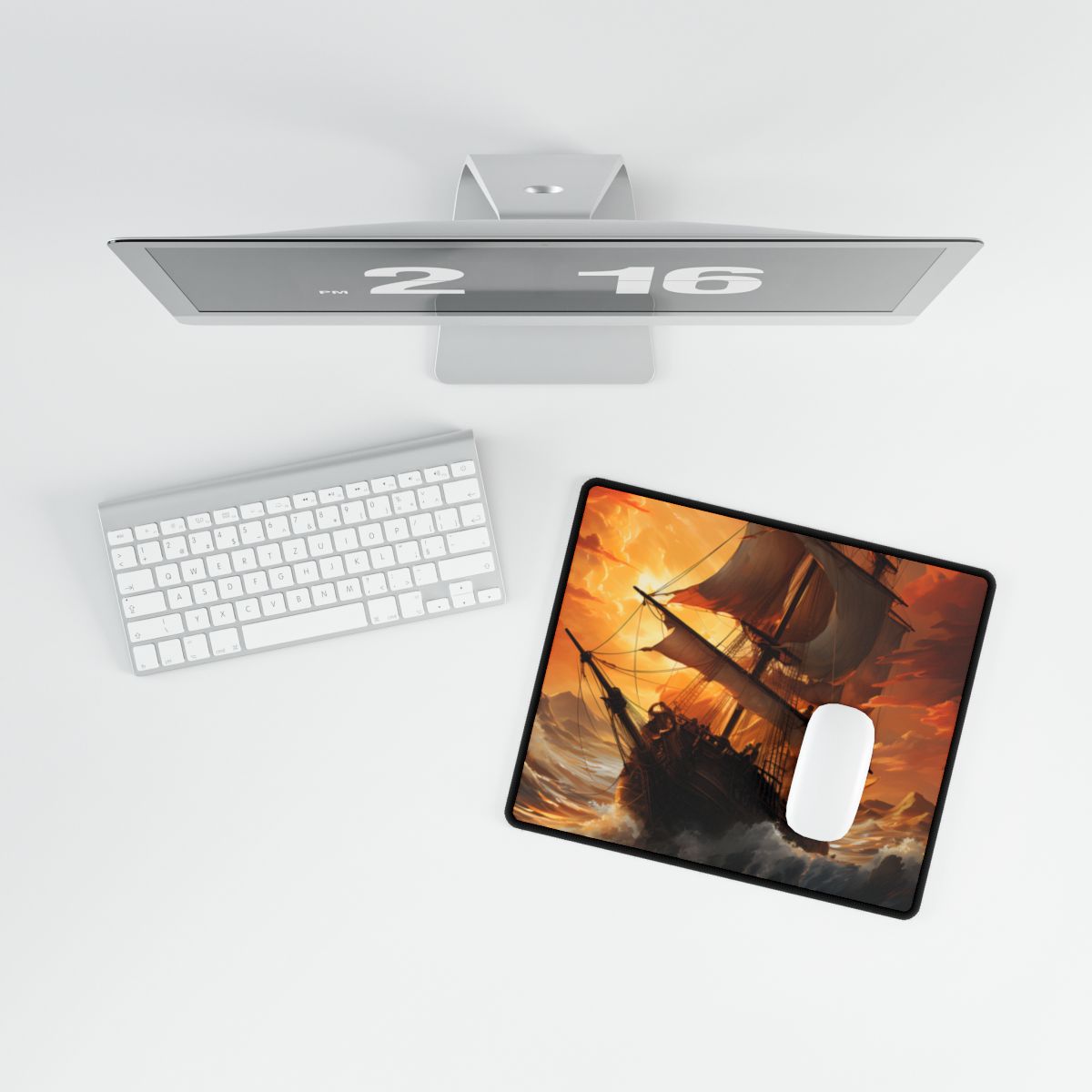 Breathtaking Ship in Realistic Oil Painting: Seafaring Artwork - Desk Mat