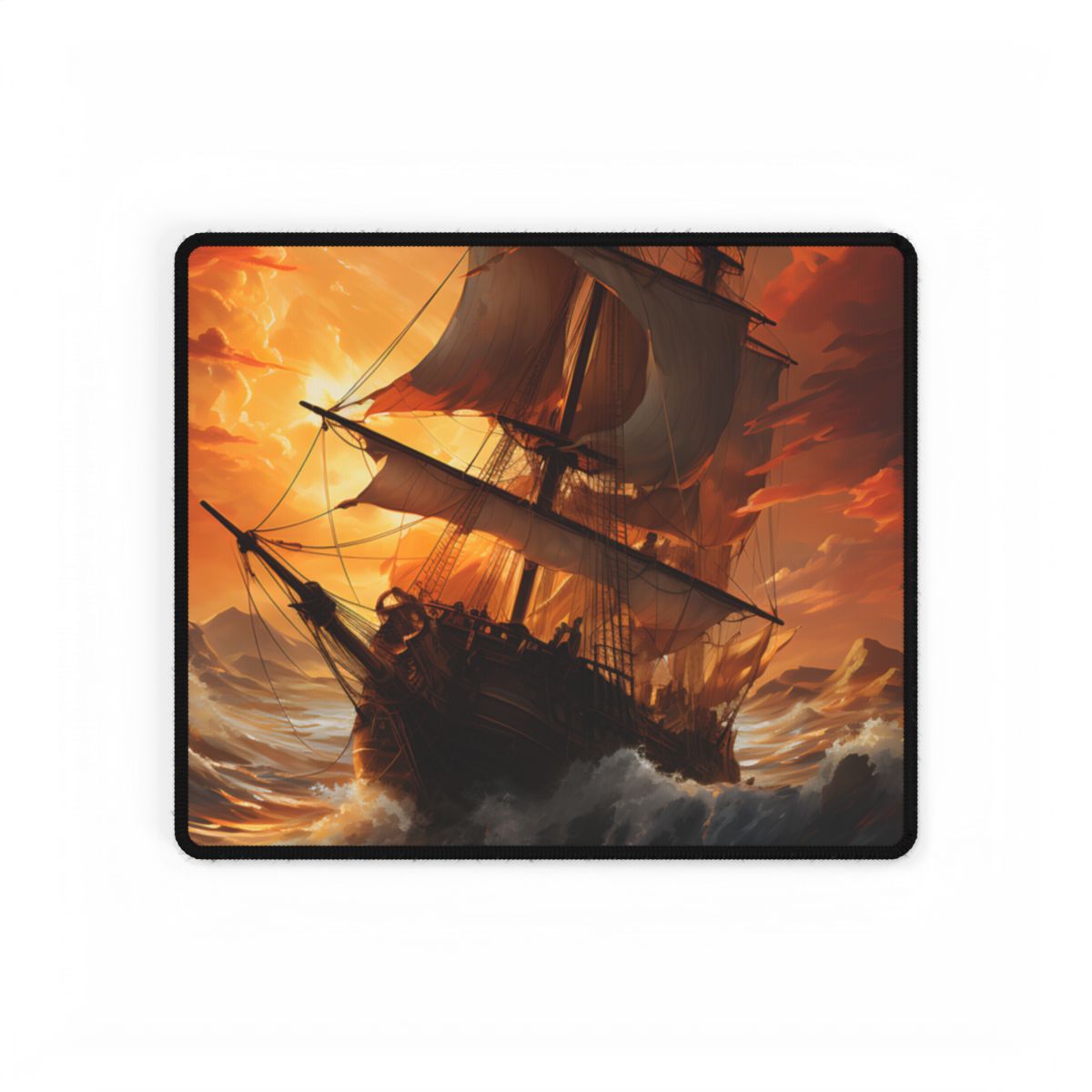 Breathtaking Ship in Realistic Oil Painting: Seafaring Artwork - Desk Mat