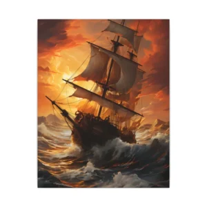 Sailing Ship at Sunset Canvas Print