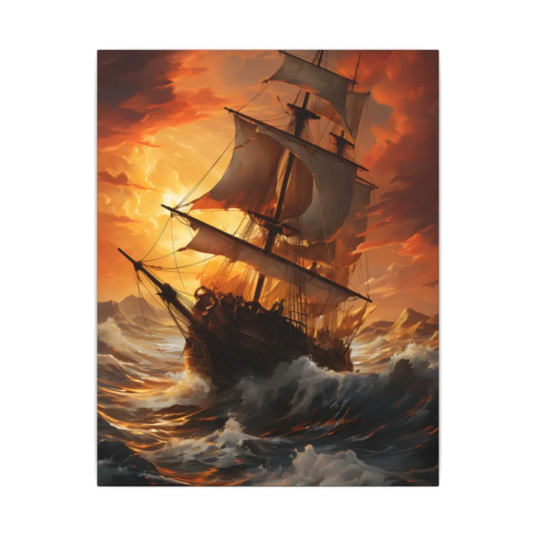 Breathtaking Ship in Realistic Oil Painting: Seafaring - Canvas