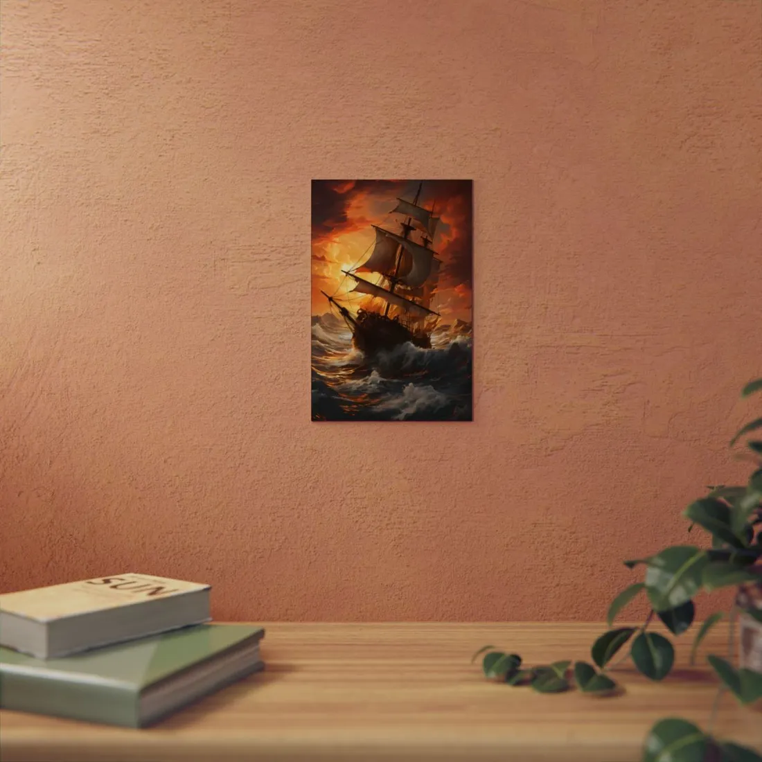Breathtaking Ship in Realistic Oil Painting: Seafaring - Metal Poster