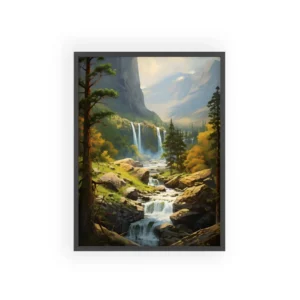 Mountain Valley Waterfalls Framed Poster