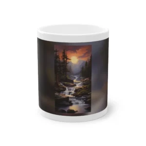 Mountain Stream Waterfall at Sunset Mug