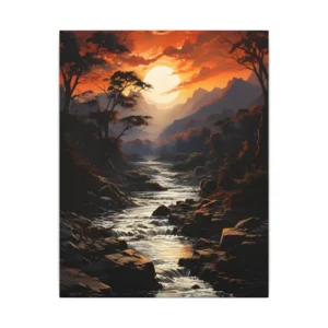 Sunset River Valley Canvas Print
