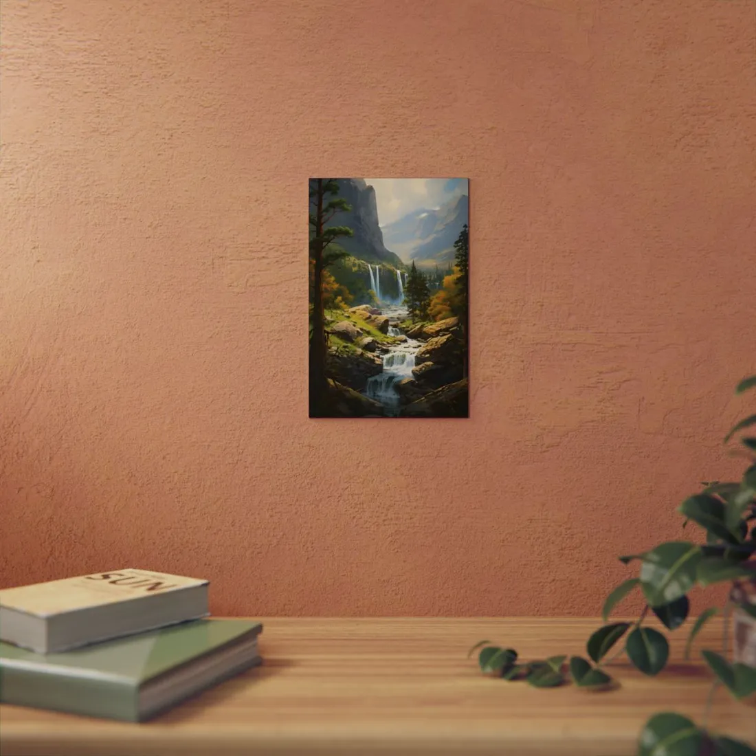 Breathtaking Waterfall: Impressionist Oil Painting - Metal Poster