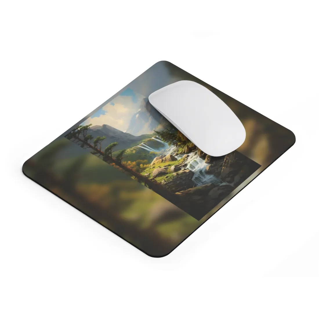 Breathtaking Waterfall: Impressionist Oil Painting - Mouse Pad