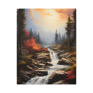 Mountain Stream at Sunset Canvas Print