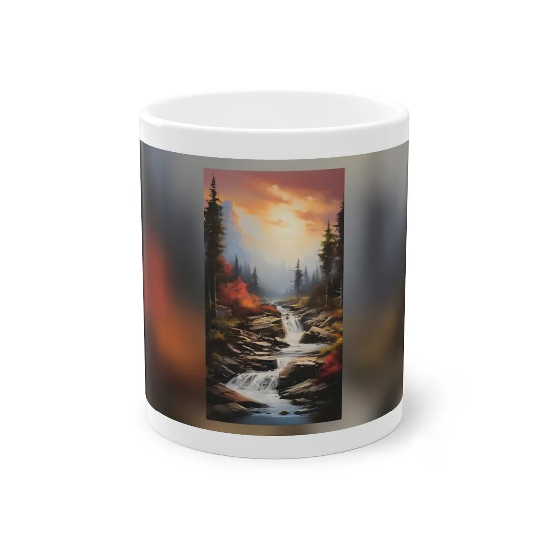 Breathtaking Waterfall: Magnificent Oil Painting - Mug