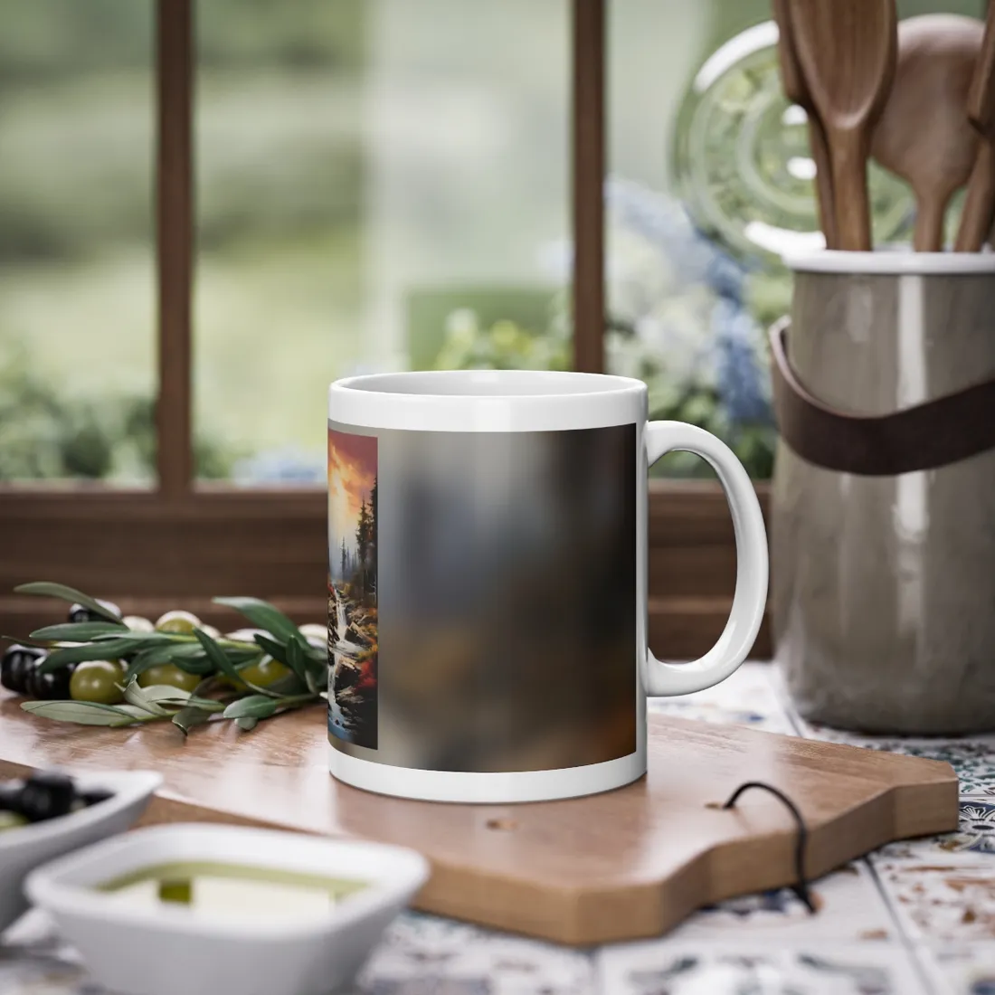 Breathtaking Waterfall: Magnificent Oil Painting - Mug