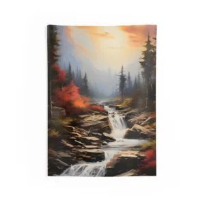 Mountain Stream at Sunset Wall Tapestry