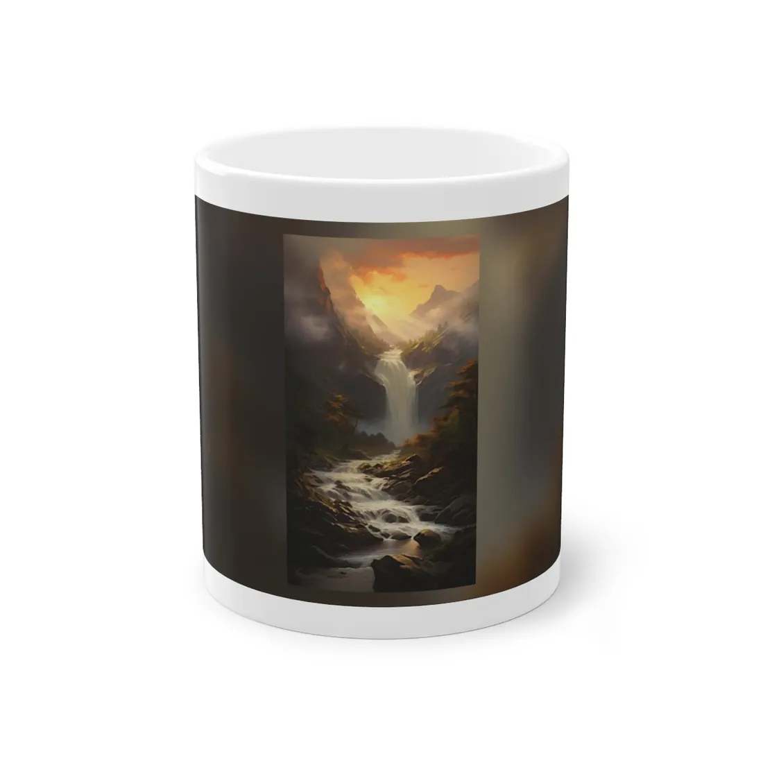 Breathtaking Waterfall: Nature's Beauty in Oil Painting - Mug