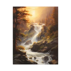 Golden Sunset Waterfall Canvas Print