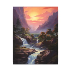 Waterfall Valley at Sunset Canvas Print
