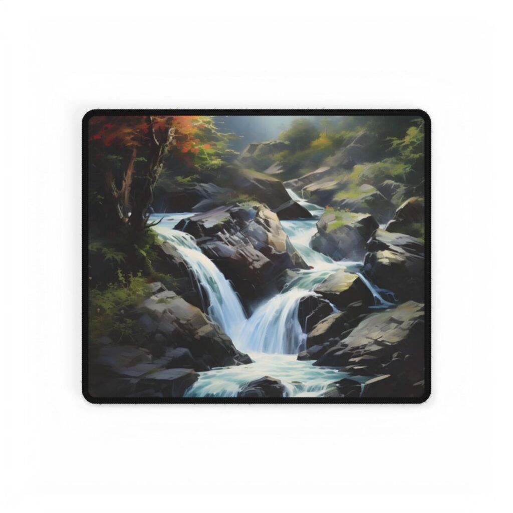 Breathtaking Waterfall: Oil Painting Masterpiece - Desk Mat