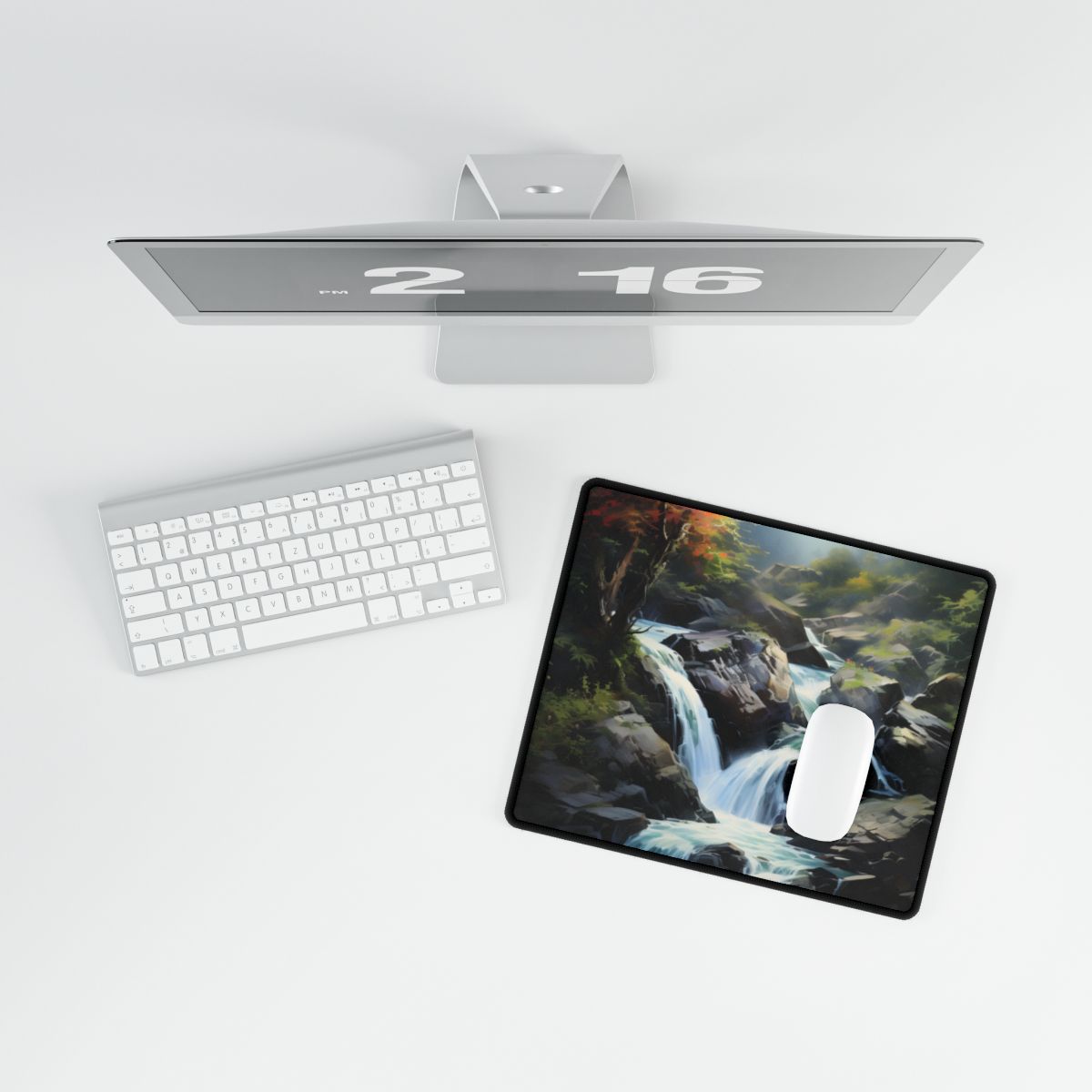 Breathtaking Waterfall: Oil Painting Masterpiece - Desk Mat