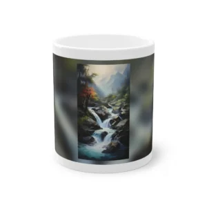 Waterfall over Rocks in Forest Mug