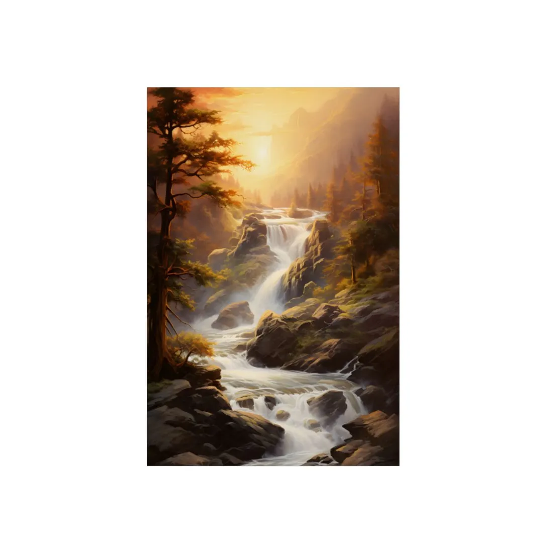 Breathtaking Waterfall: Oil Painting - Metal Poster