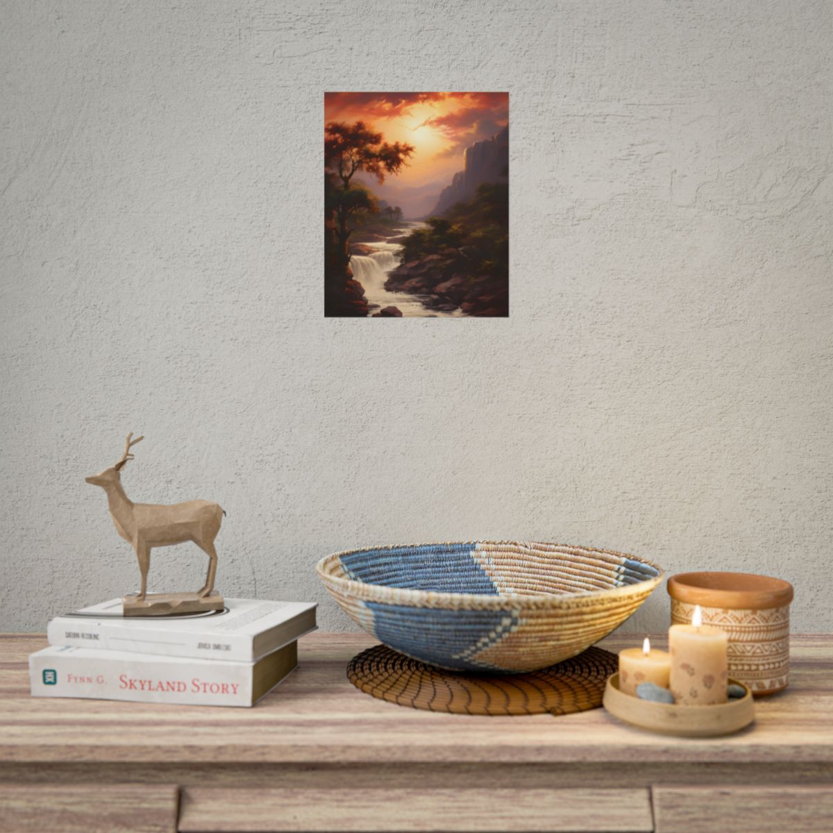 Breathtaking Waterfall Oil Painting: Meticulous Artwork - Poster