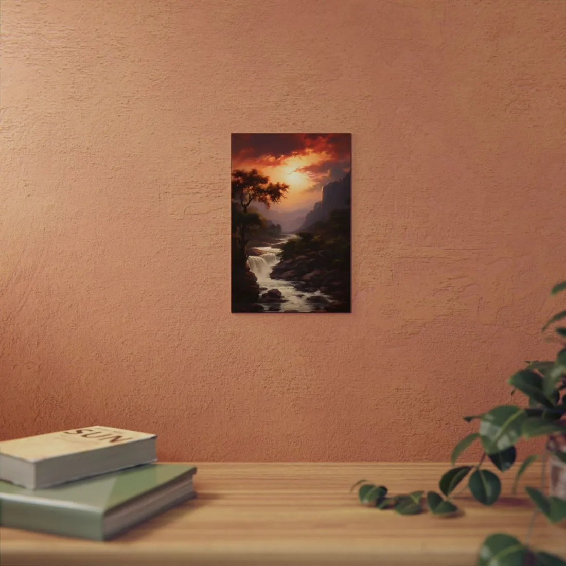Breathtaking Waterfall Oil Painting: Meticulous - Metal Poster