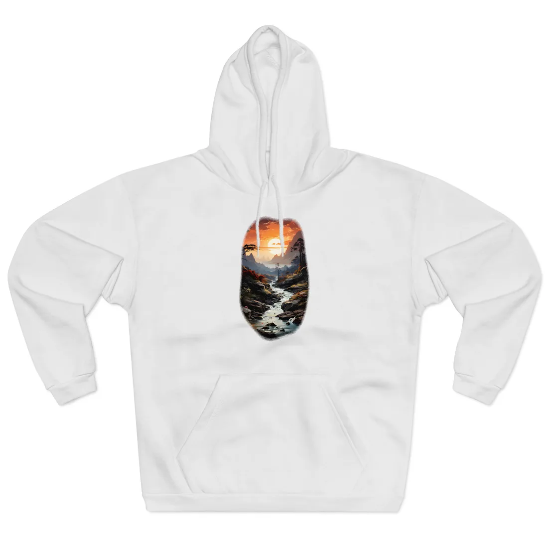 Breathtaking Waterfall: Vibrant Oil Painting Art Hoodie - Hoodie (White)