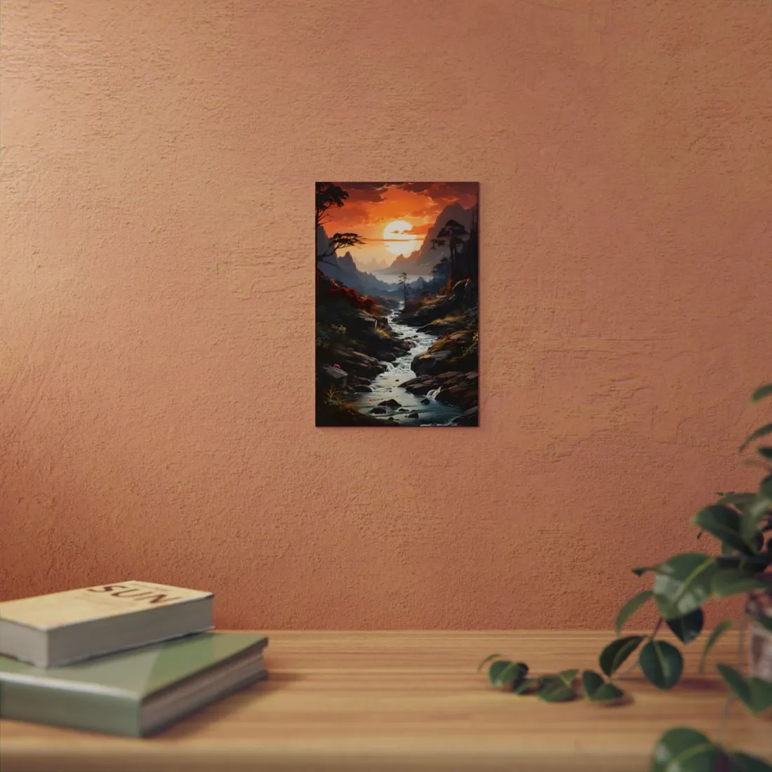 Breathtaking Waterfall: Vibrant Oil Painting Art - Metal Poster